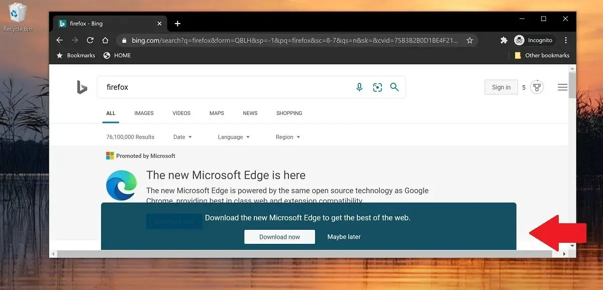  Anuncios de Microsoft Edge en la búsqueda de Bing 