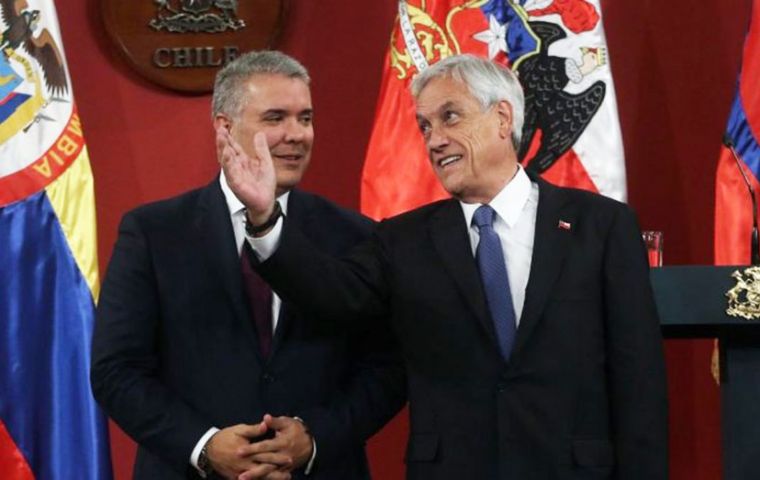   El presidente de Chile, Sebastián Piñera, cederá la presidencia pro tempore de la Alianza al colombiano Iván Duque, único presidente viajando a Santiago 