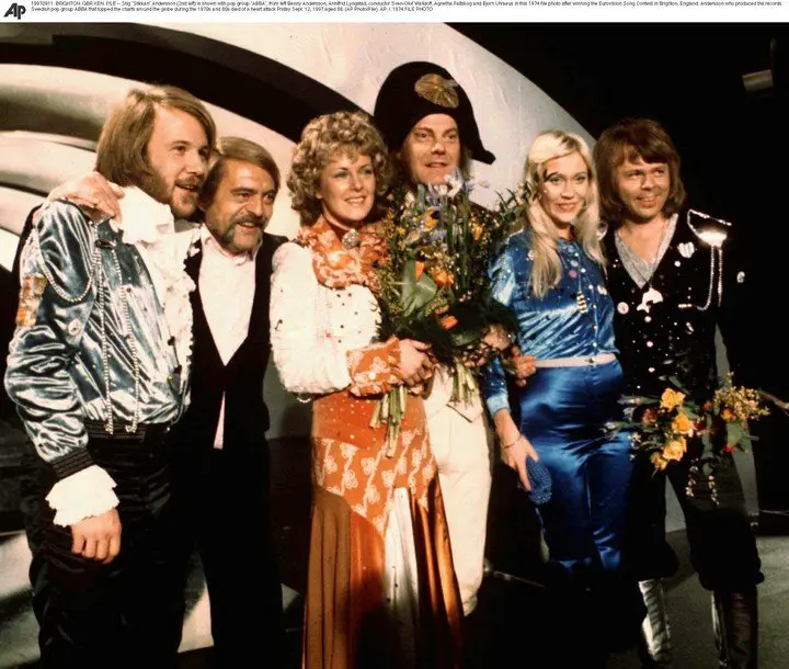 La irrupción de ABBA en el Festival Eurovisión, con el tema "Waterloo" fue un cimbronazo en la historia del pop. Foto AP Photo/File