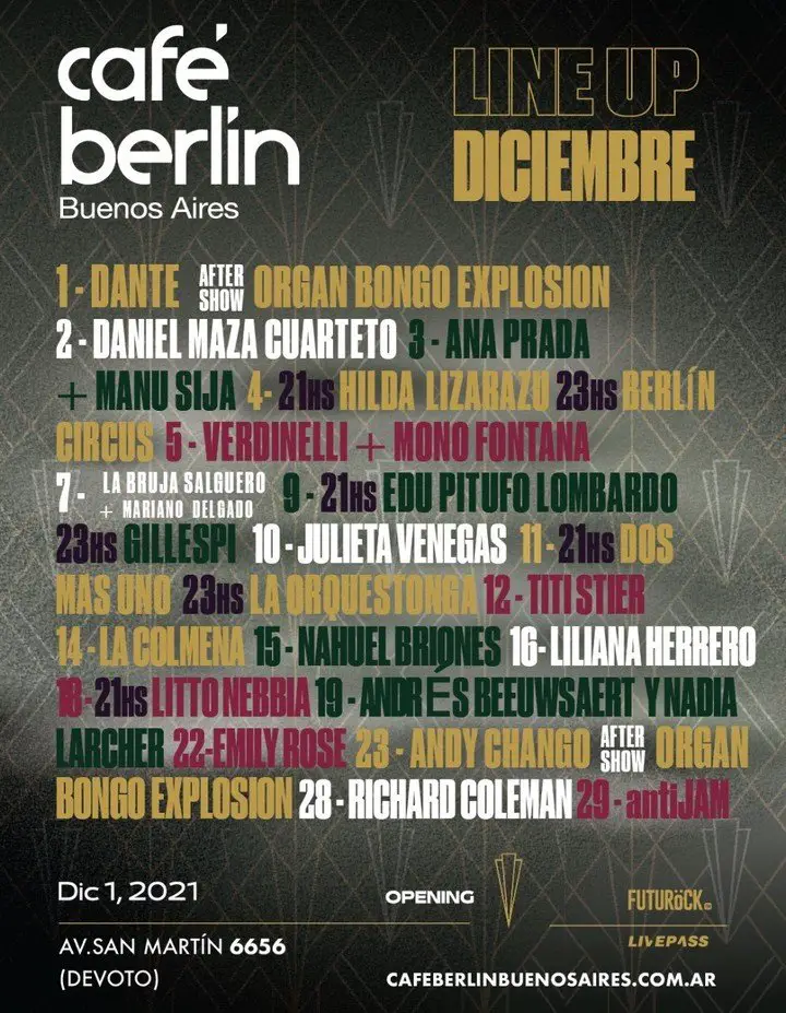 La programación de diciembre del flamante espacio que se abre para la música en Buenos Aires.