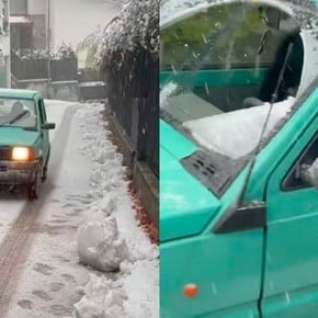 Video: Arturo Vidal, bajo la nieve con su viejo Fiat