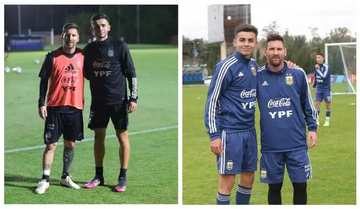 Simón y la doble foto con Messi.
