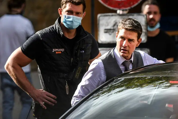 Tom Cruise en el rodaje, en 2020, en Roma de "Mission Impossible: Lybra". Foto AFP
