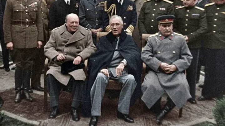 Churchill, Roosevelt y Stalin en la Conferencia de Yalta, en febrero de 1945