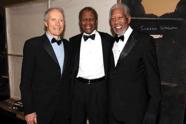Morgan Freeman, Clint Eastwood,  Sidney Poitier. Foto AFP.