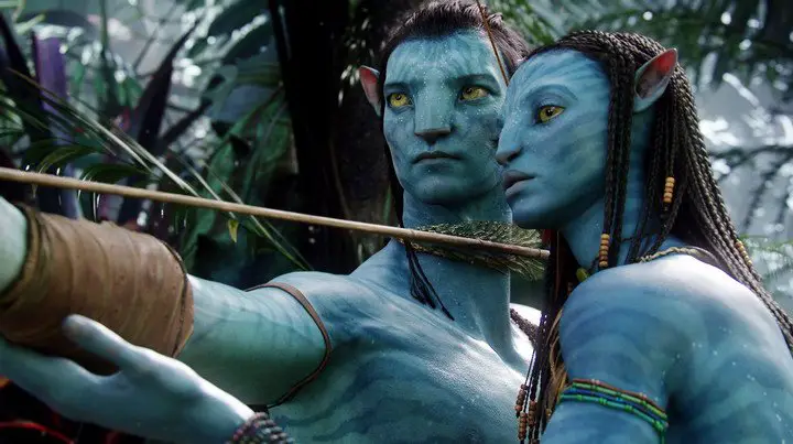 "Avatar": Neytiri, interpretada por Zoe Saldana, con Jake (Sam Worthington)