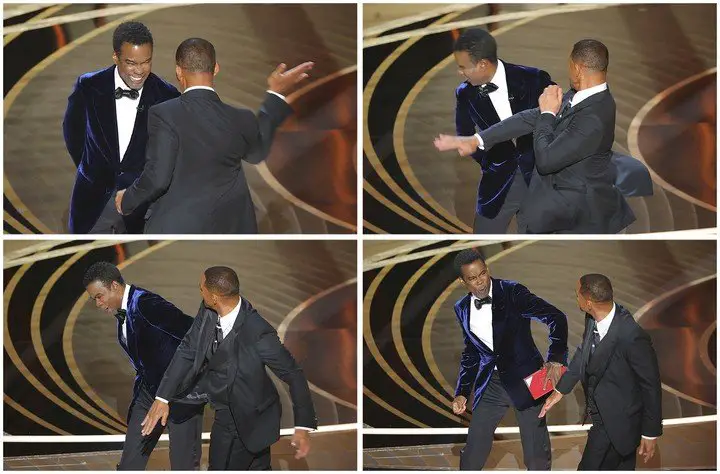 La secuencia del bochornoso acto de Will Smith. Fotos Reuters