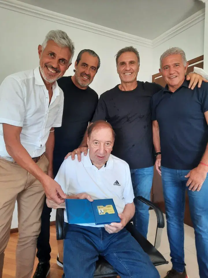 Carlos Bilardo con Giuisti, Batista, Ruggeri y Burruchaga.