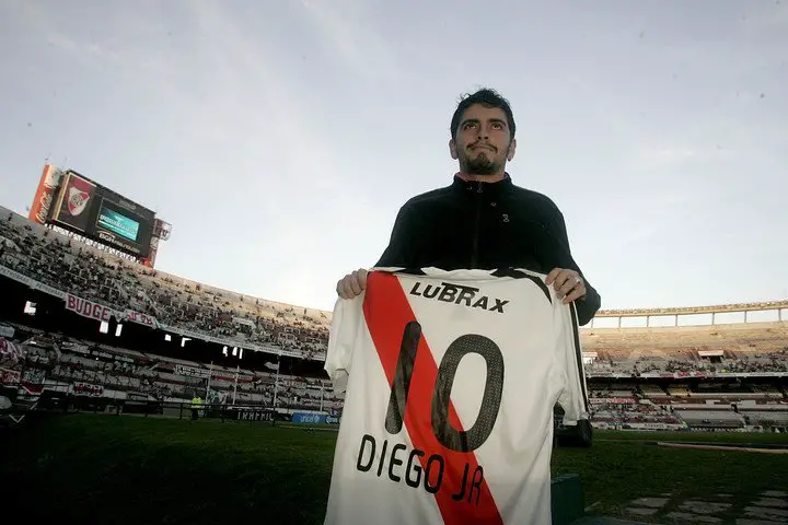 Diego Maradona Jr cuando estuvo en el Monumental