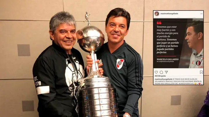 Máximo y Marcelo Gallardo, juntos con la Copa.