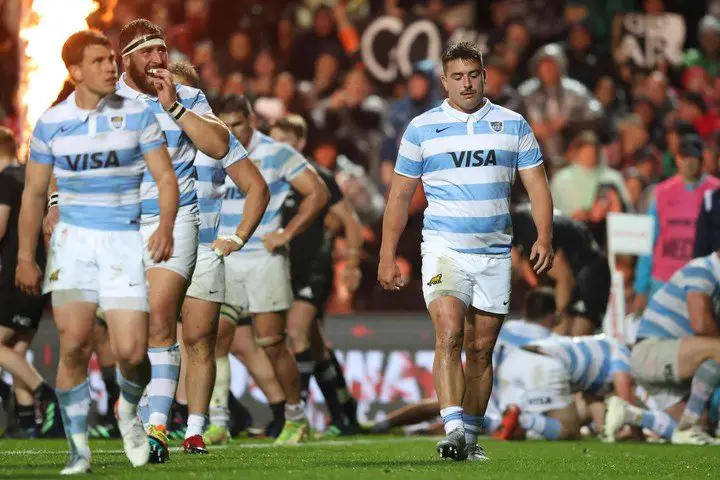 Los Pumas sumaron su segunda derrota contra Nueva Zelanda y estan ultimos en el Rugby Championship. (Photo by MICHAEL BRADLEY / AFP)
