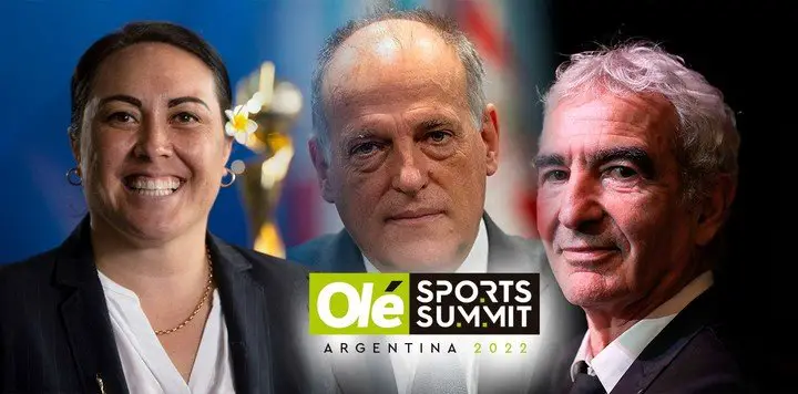 Todas las miradas del fútbol en el Olé Sports Summit: Sarai Bareman, Tebas y Domenech.