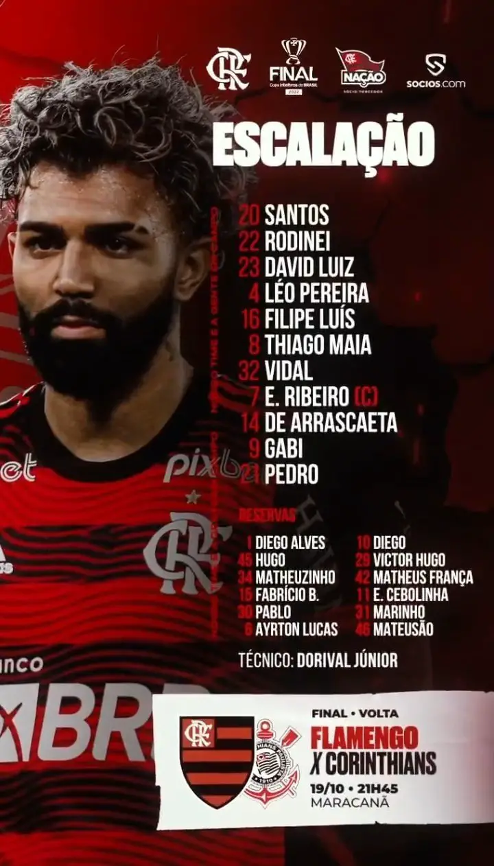 La formación de Flamengo.