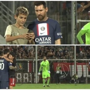 Locos por Messi: selfies en pleno partido con Ajaccio