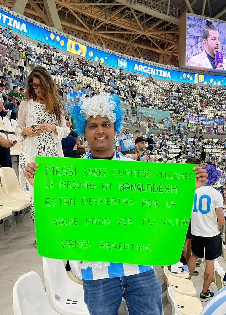 Un fanático bangladesí y un mensaje muy especial para Messi.