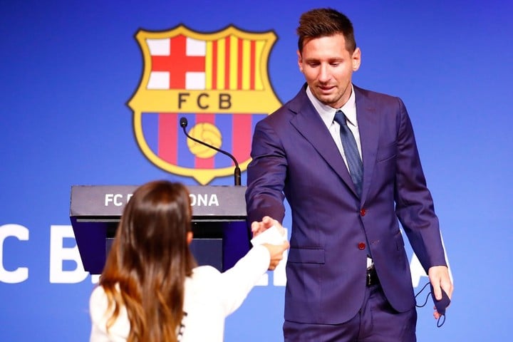 Messi cuando se fue de Barcelona. 