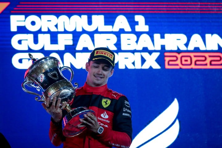 Leclerc, el último ganador del GP de Bahrein. (EFE) 