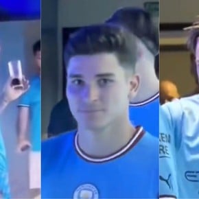 Julián Álvarez les dio fernet a los jugadores del Manchester City: cómo reaccionaron Ederson y Grealish