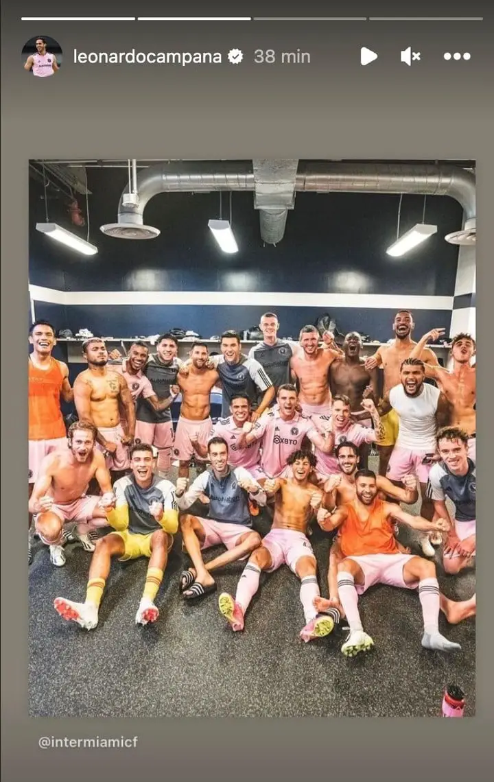 Los festejos de Leonardo Campana tras clasificar a la final de la Leagues Cup. (Instagram)