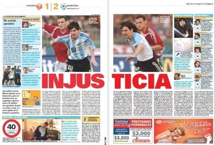 La cobertura de Olé el día del debut de Messi en la Mayor. (Archivo Olé)