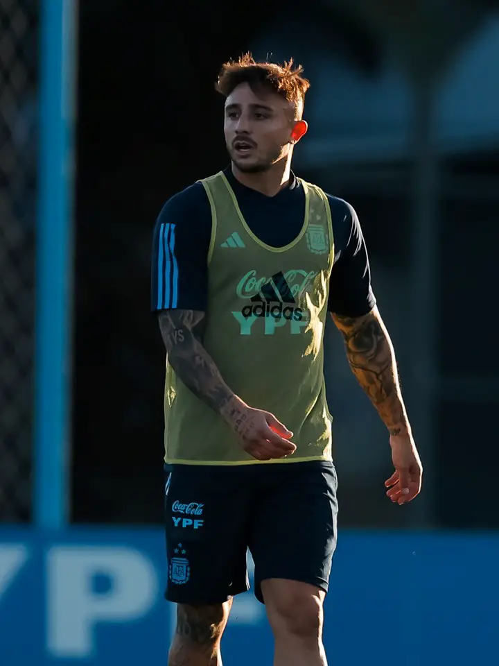 Pablo Maffeo en un entrenamiento de la Selección Argentina.